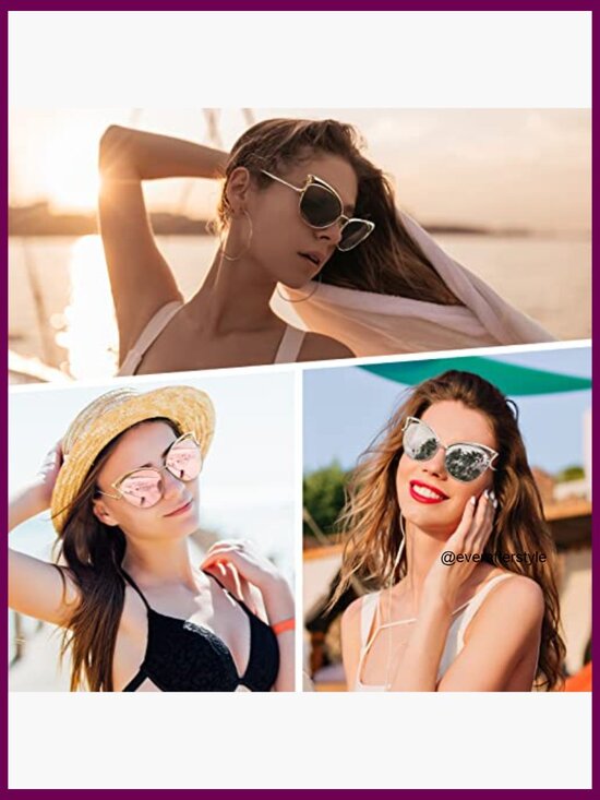 Metal Frame Polarized Oversized Cat Eye Sunglasses UV400 Protection main image 4